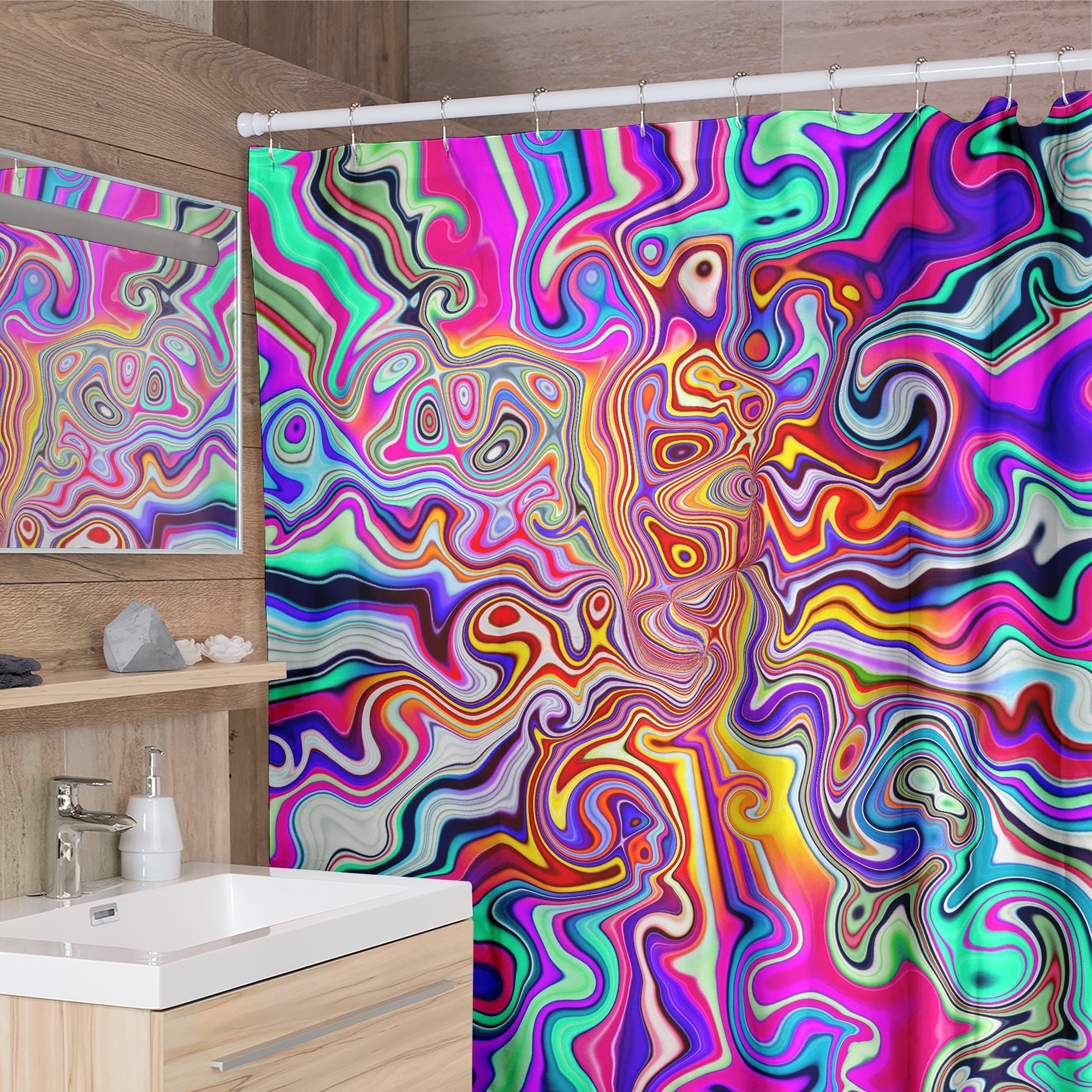 Rainbow Swirl Shower Curtain
