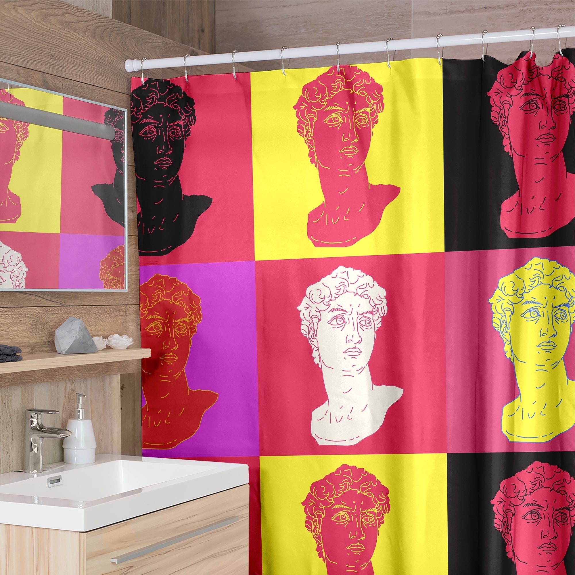 Vaporwave David Shower Curtain 2