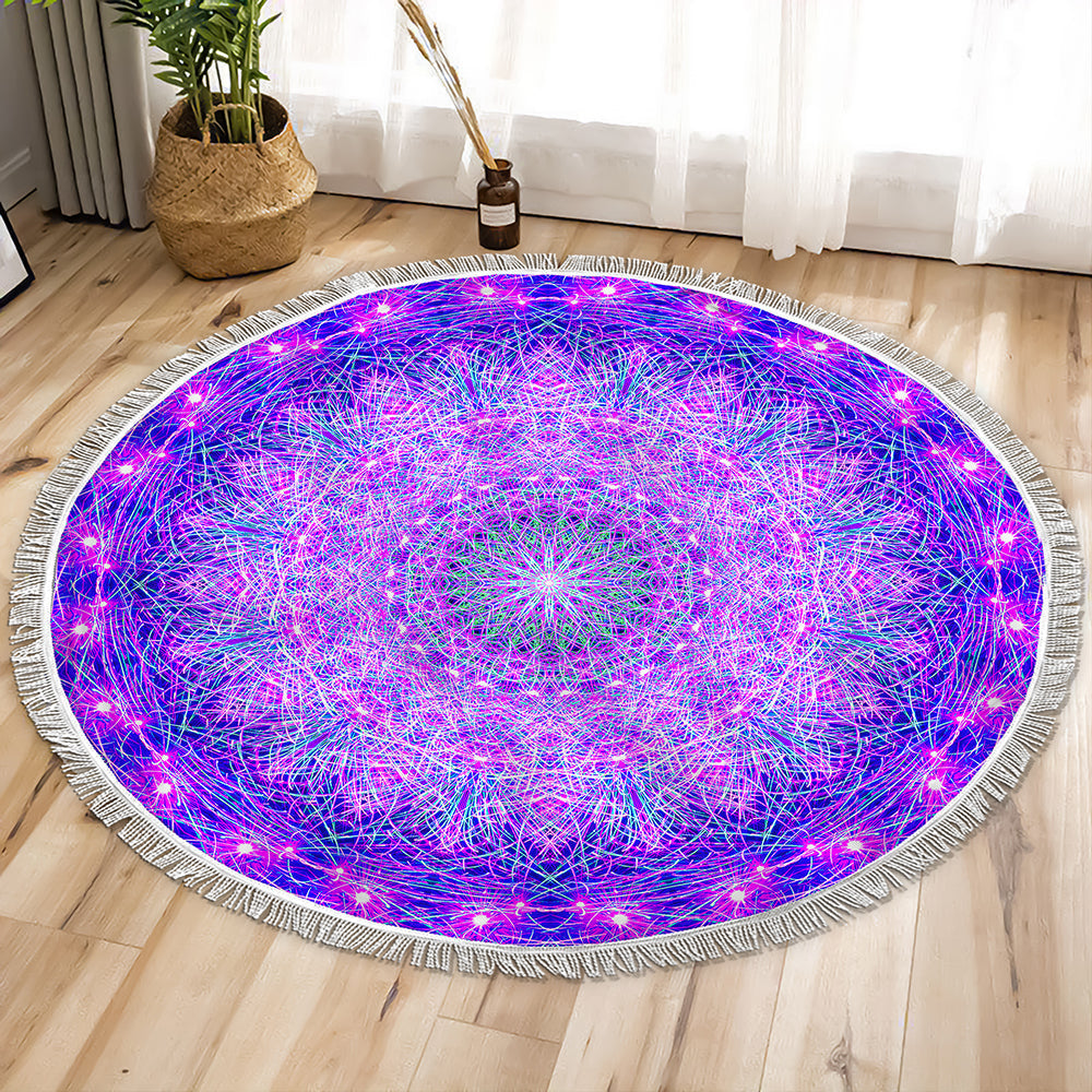 Pink Fireworks Circle Tapestry