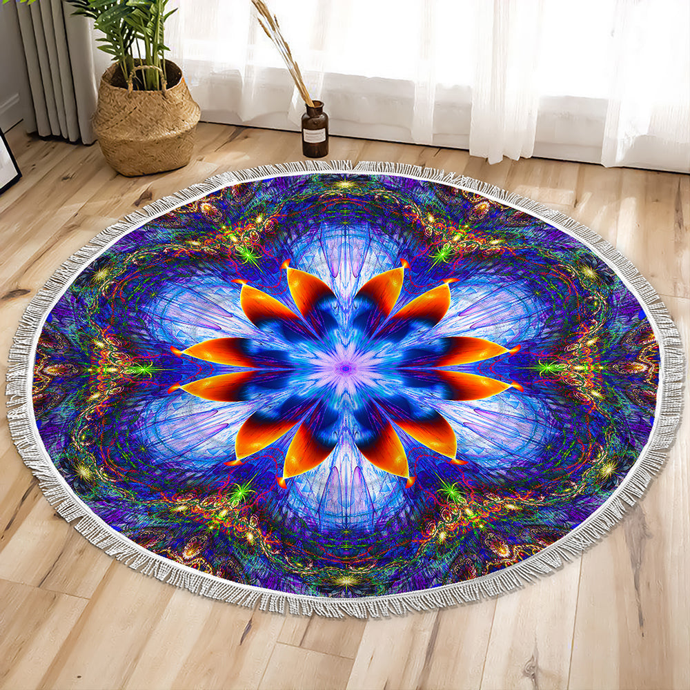 Fire Flower Circle Tapestry