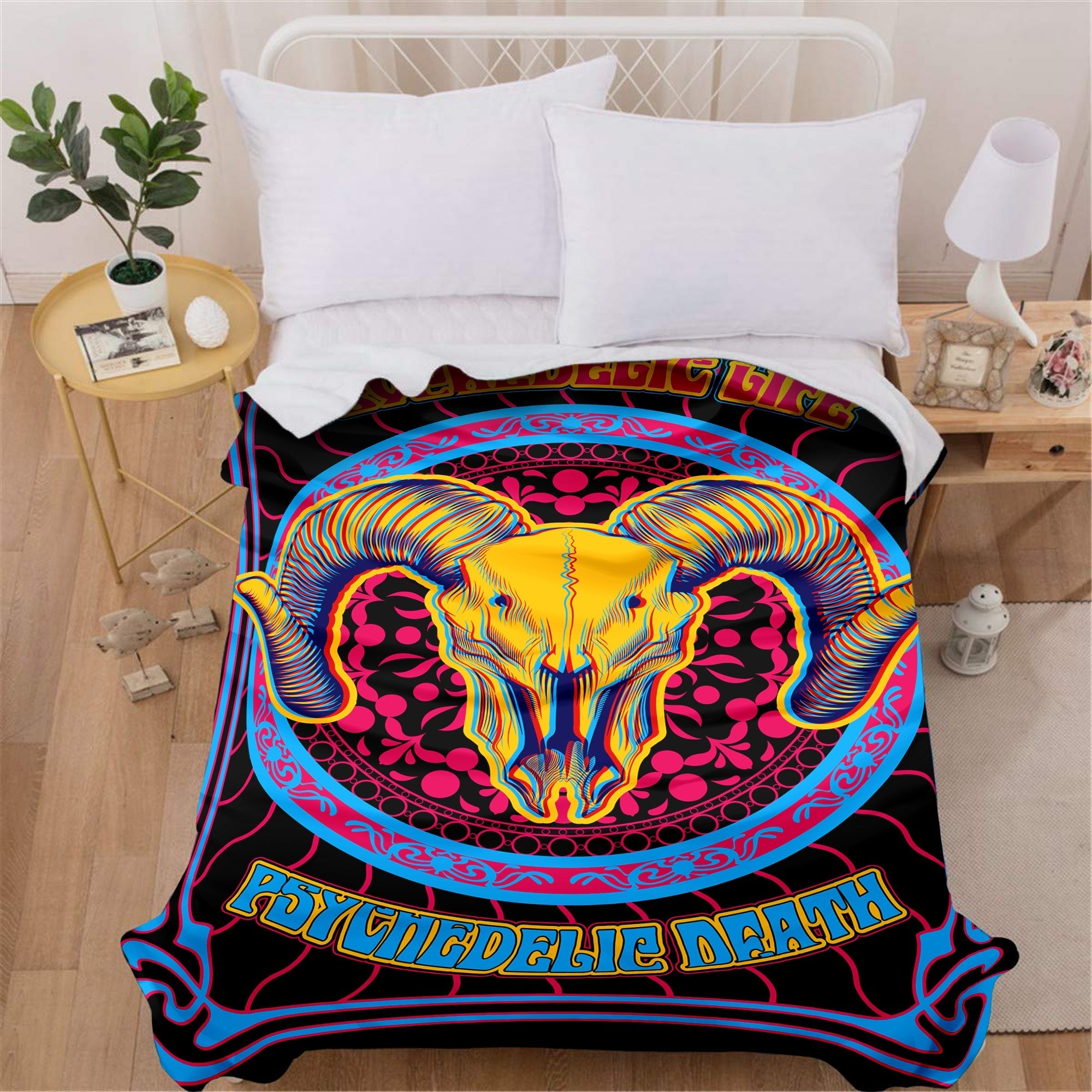 Trippy Ram Skull Blanket