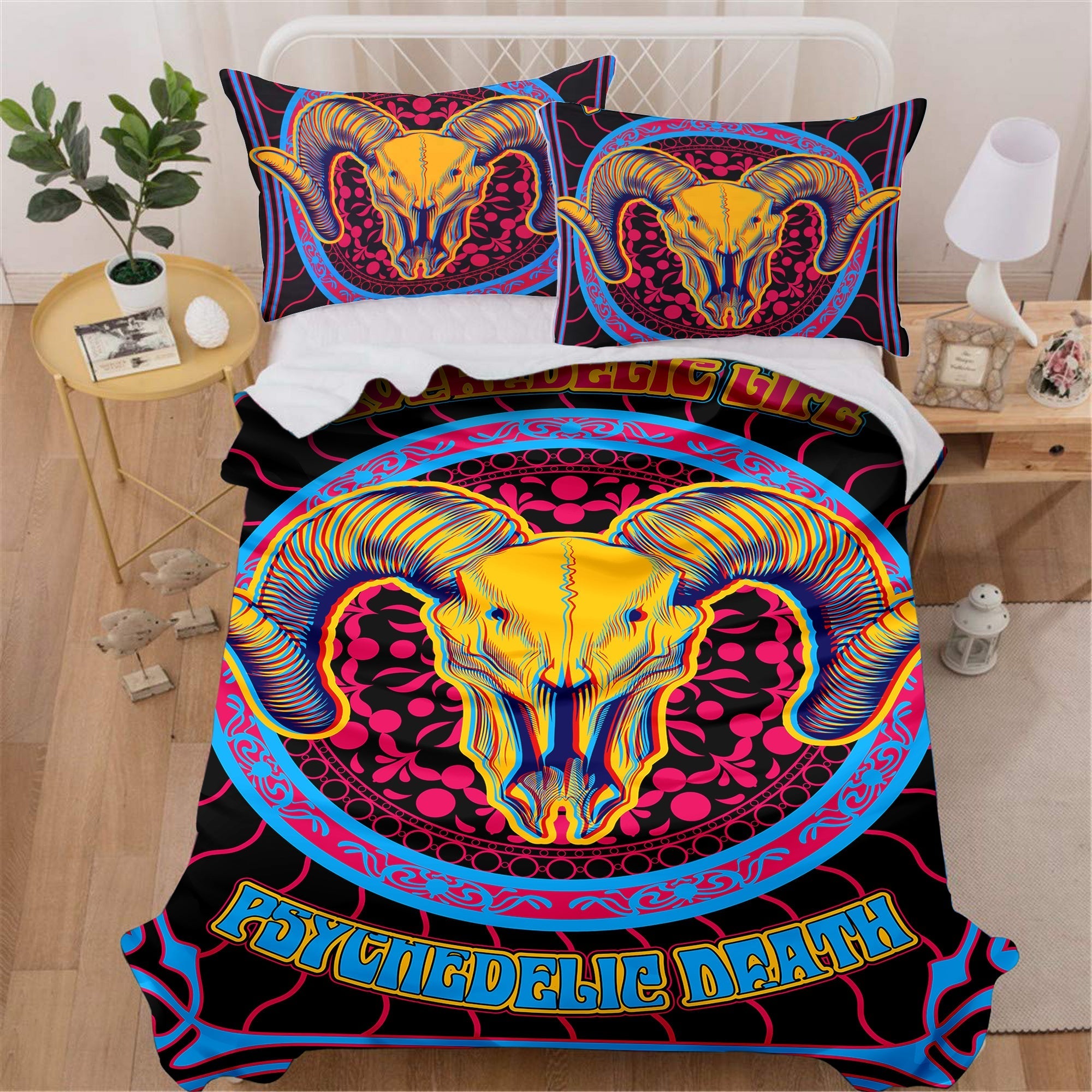 Trippy Ram Skull Bedding Set
