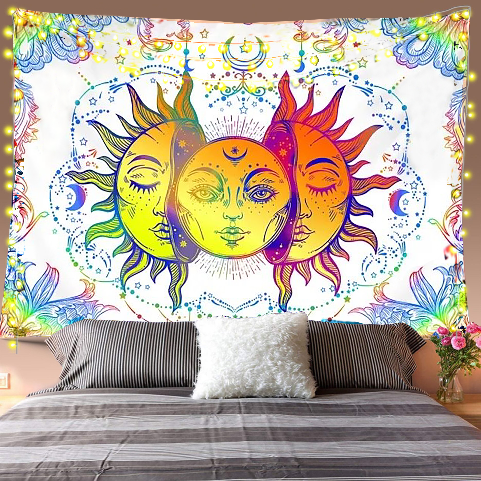 Psychedelic Boho Sun Shines Tapestry