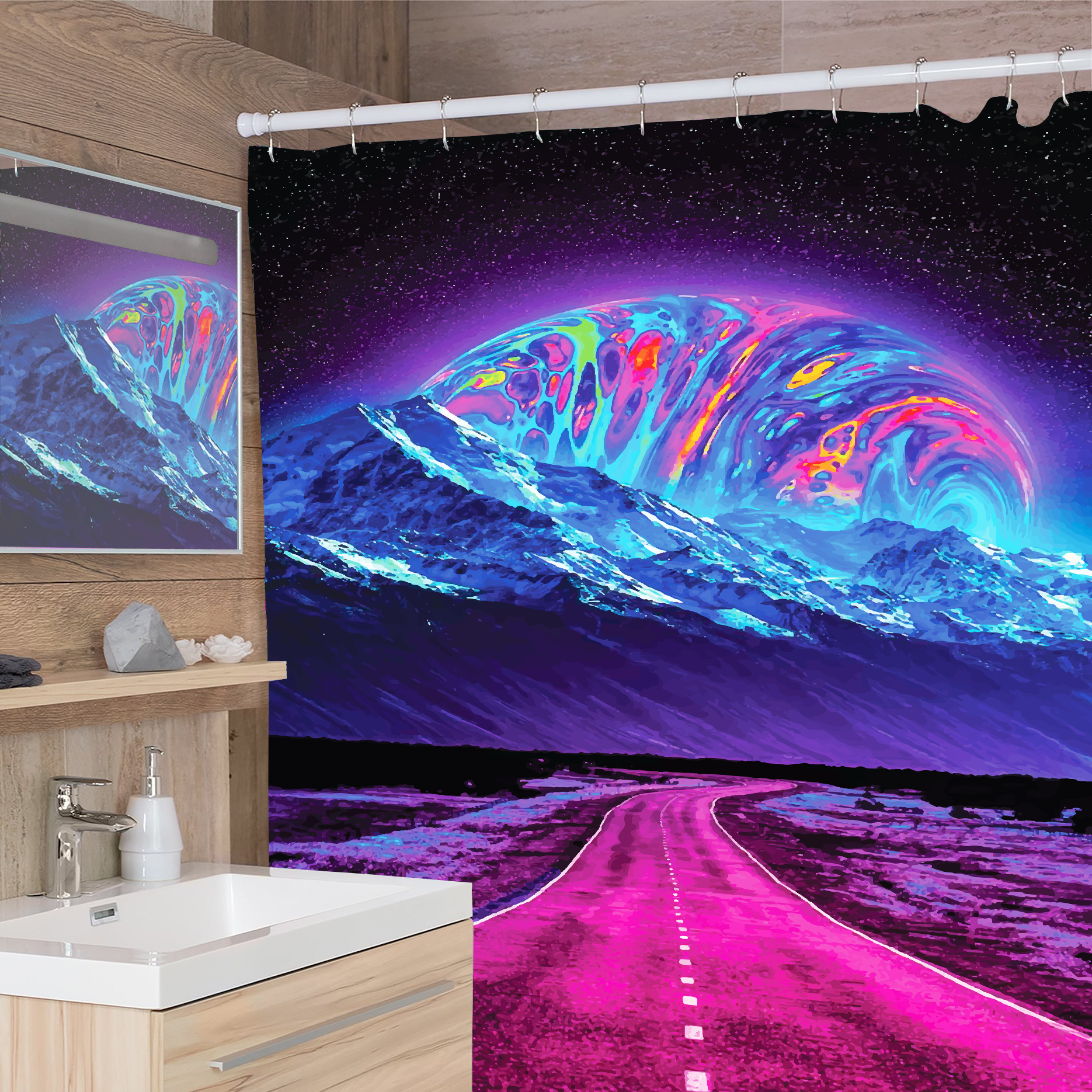 Galactic Mountains Shower Curtain