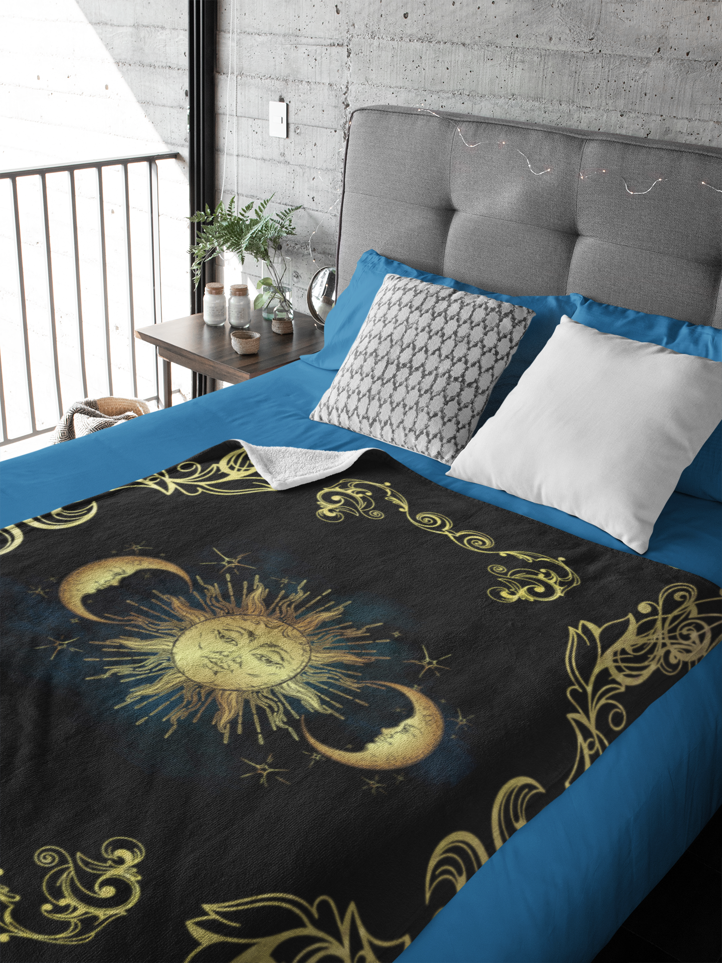 Golden Sun and Moon Blanket