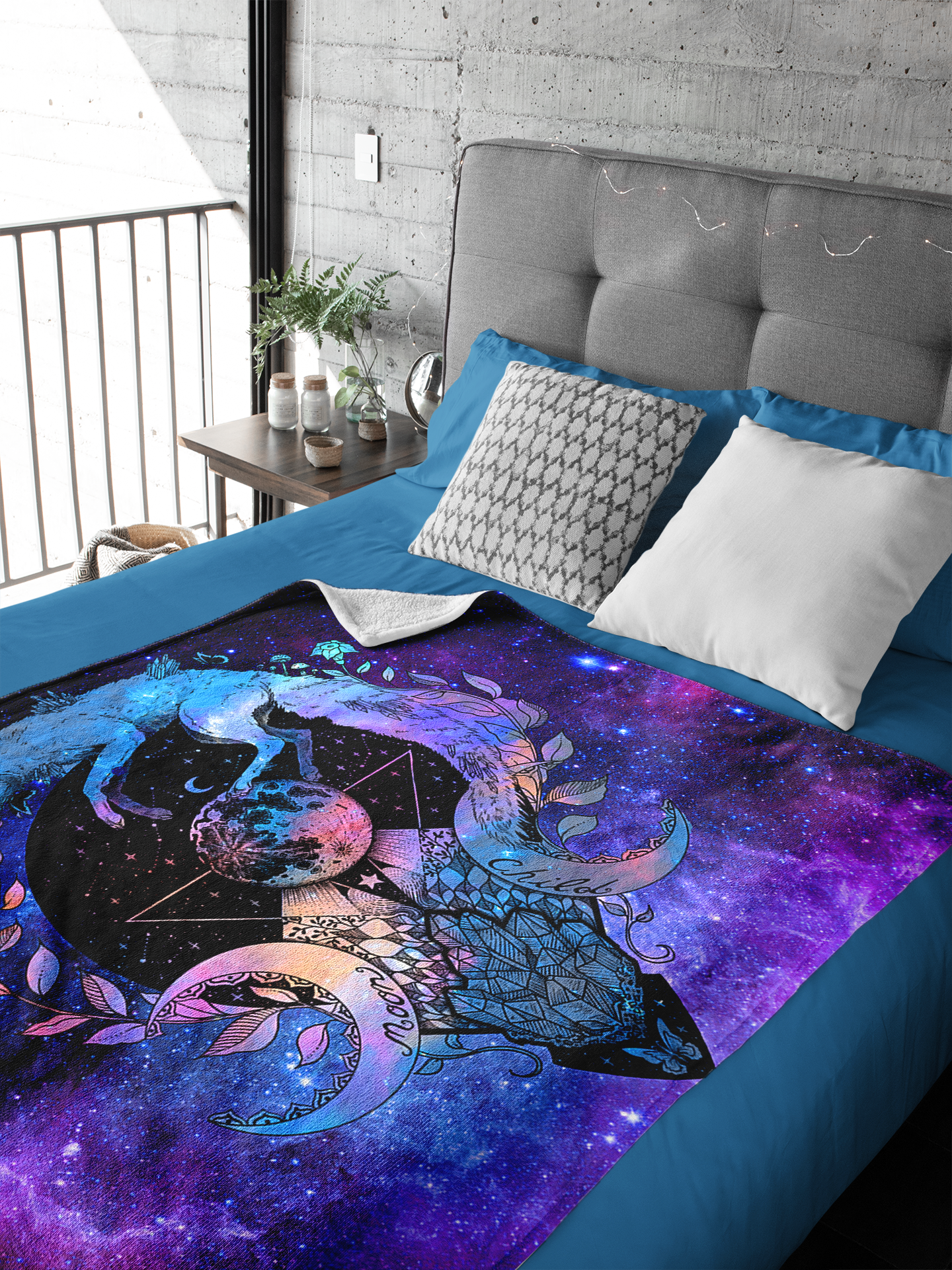 Wolf From Moon Blanket